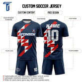 Checkered Blue Custom Team Soccer Jersey Uniform Set